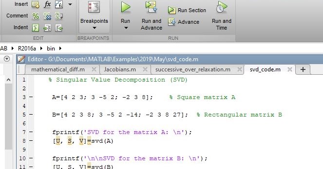 Svd matlab code free download